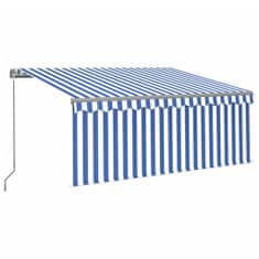 Vidaxl Ročno zložljiva tenda s senčilom LED 3x2,5 m modra in bela