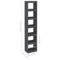 Vidaxl Knjižna omara za razdelitev prostora siva 40x30x199 cm