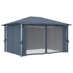 Vidaxl Paviljon z zaveso 400x300 cm antraciten aluminij