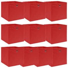 Vidaxl Škatle za shranjevanje 10 kosov rdeče 32x32x32 cm blago