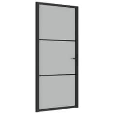 Vidaxl Notranja vrata 76x201,5 cm črno mat steklo in aluminij