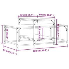 Vidaxl Klubska mizica dimljeni hrast 102x60x45 cm inženirski les