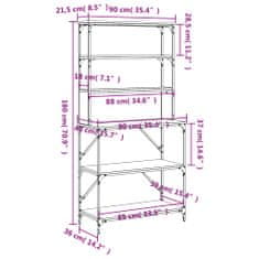 Greatstore Stojalo za peko 6-nadstropno dim. hrast 90x40x180 cm inž. les