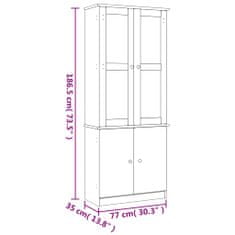 Vidaxl Steklena vitrina ALTA bela 77x35x186,5 cm trdna borovina