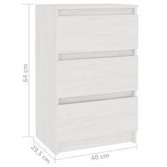 Vidaxl Nočna omarica 2 kosa bela 40x29,5x64 cm trdna borovina