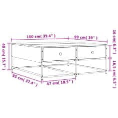 Vidaxl Klubska mizica siva sonoma 100x99x40 cm inženirski les