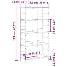 Vidaxl Knjižna polica sonoma hrast 78,5x33x153 cm inženirski les