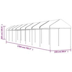 Vidaxl Paviljon s streho bel 17,84x2,28x2,69 m polietilen