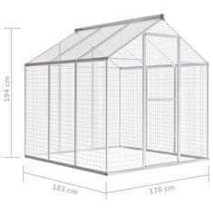 Vidaxl Zunanja ptičja kletka aluminij 183x178x194 cm