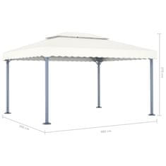 Vidaxl Paviljon z LED lučkami 400x300 cm krem aluminij