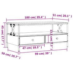 Vidaxl Klubska mizica dimljeni hrast 100x51x45 cm inženirski les