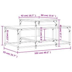 Vidaxl Klubska mizica siva sonoma 102x60x45 cm inženirski les