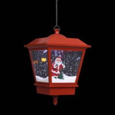 Vidaxl Božična viseča svetilka LED z Božičkom rdeča 27x27x45 cm