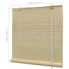 Vidaxl Rolo senčilo iz naravnega bambusa 120x160 cm