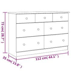 Vidaxl Predalnik ALTA bel 112x35x73 cm trdna borovina