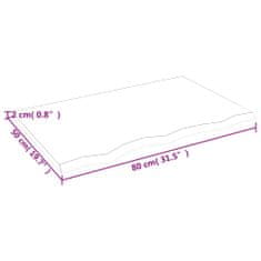 Vidaxl Stenska polica 80x50x2 cm neobdelana trdna hrastovina