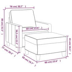 Vidaxl Fotelj s stolčkom za noge temno siv 60 cm blago