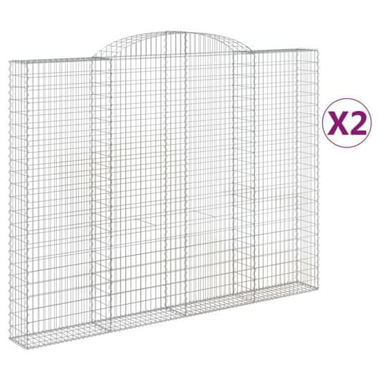 Vidaxl Obokane gabion košare 2 kosa 300x30x220/240 cm pocinkano železo