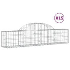 Vidaxl Obokane gabion košare 15 kosov 200x30x40/60 cm pocinkano železo