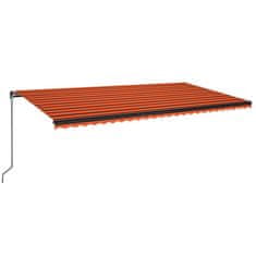 Vidaxl Ročno zložljiva tenda 600x350 cm oranžna in rjava