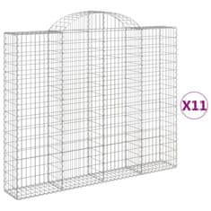 Vidaxl Obokane gabion košare 11kosi 200x30x160/180 cm pocinkano železo