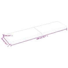 Vidaxl Stenska polica temno rjava 200x50x(2-6) cm trdna hrastovina