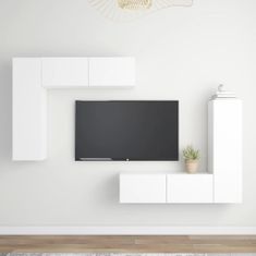 Vidaxl Komplet TV omaric 4-delni bela inženirski les