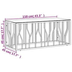 Vidaxl Klubska mizica 110x45x45 cm nerjaveče jeklo in steklo