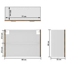 Vidaxl Steklena viseča omarica dimljeni hrast 80x31x60 cm inž. les