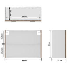 Vidaxl Steklena viseča omarica rjavi hrast 80x31x60 cm inženirski les