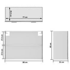 Vidaxl Steklena viseča omarica siva sonoma 80x31x60 cm inženirski les