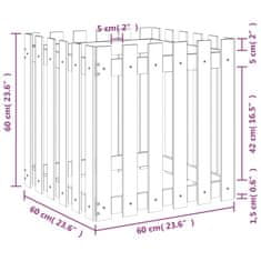 Vidaxl Vrtno korito z ograjico belo 60x60x60 cm trdna borovina