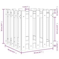 Vidaxl Vrtno korito z ograjico 50x50x50 cm trdna borovina