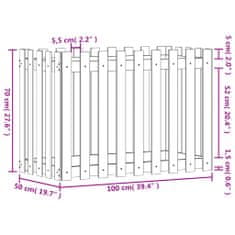 Vidaxl Vrtna visoka greda z ograjico bela 100x50x70 cm trdna borovina