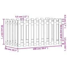 Vidaxl Vrtna visoka greda z ograjico bela 100x50x50 cm trdna borovina