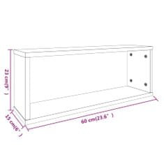 Vidaxl Stenske police kockaste 4 kosi dimljeni hrast 60x15x23 cm