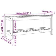 Vidaxl Vrtna klop bela 108x35x45 cm trdna borovina