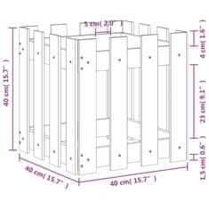 Vidaxl Vrtno korito z ograjico 40x40x40 cm trdna borovina