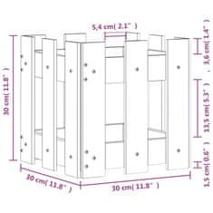 Vidaxl Vrtno korito z ograjico črn 30x30x30 cm trdna borovina