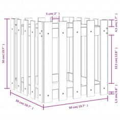 Vidaxl Vrtno korito z ograjico belo 50x50x50 cm trdna borovina