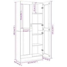 Vidaxl Vitrina rjavi hrast 82,5x30,5x185,5 cm konstruiran les