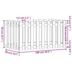 Vidaxl Vrtna visoka greda z ograjico bela 100x50x50 cm trdna borovina