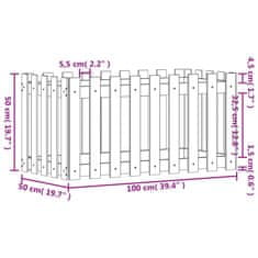 Vidaxl Vrtna visoka greda z ograjico 100x50x50 cm trden les douglas