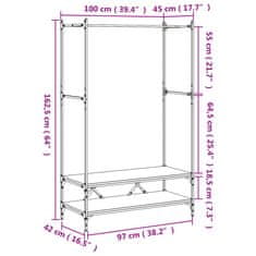 Vidaxl Stojalo za oblačila s policami sonoma hrast inženirski les