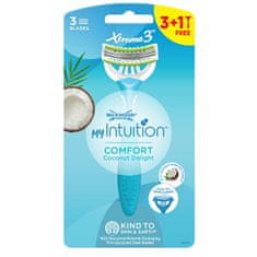 Wilkinson Sword Brivnik za enkratno uporabo za ženske My Intuition Comfort Coconut Delight 3 + 1 kos