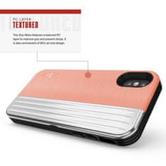 ZIZO Zizo Retro Series - Ohišje za iPhone Xs / X z žepom za kartice + stojalo + 9H steklo za zaslon (breskva/srebrna)