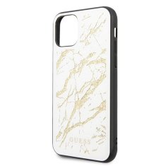 Guess Ohišje Guess Marble Glass Gold Glitter - Ohišje za iPhone 11 Pro Max (belo)