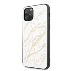 Guess Ohišje Guess Marble Glass Gold Glitter - Ohišje za iPhone 11 Pro Max (belo)