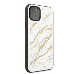 Guess Ohišje Guess Marble Glass Gold Glitter - Ohišje za iPhone 11 Pro Max (belo)