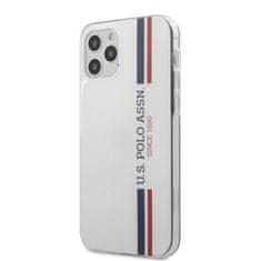 US Polo US Polo Assn Shiny Tricolor Stripes - ovitek za iPhone 12 / iPhone 12 Pro (bel)